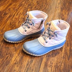 Nautica duck boots, size 7, pink and gray